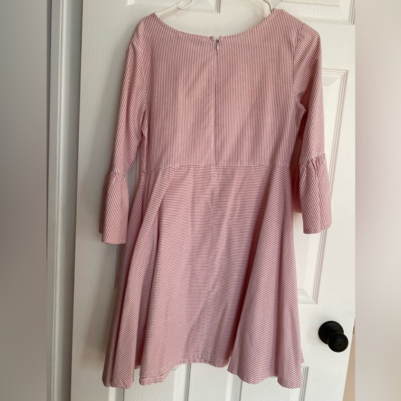 Like new pink and white striped belle sleeved midi country dress - Picture 7 of 8